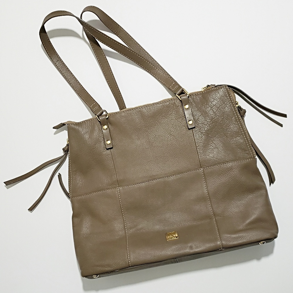 Kooba Taupe Leather Tote Shoulder Bag Purse - Picture 4 of 7